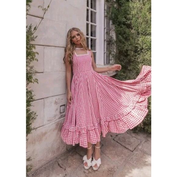 JessaKae Daze Dress Red Gingham Cottagecore Flouncy Size Xs - Picture 1 of 13
